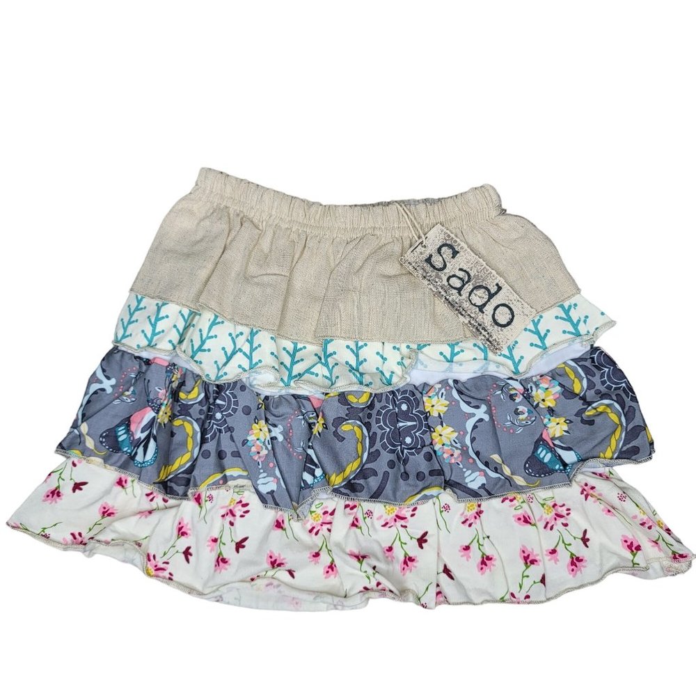Sado NWT tiered spring summer purple cream floral skirt photo shoot easter sz 2t